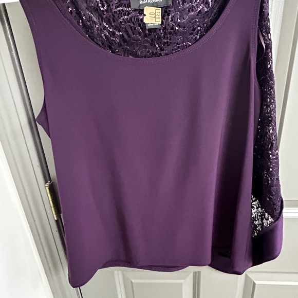 Purple Sequined formal top. Tank top with Sequined cape overlay. Size Small - Picture 5 of 5
